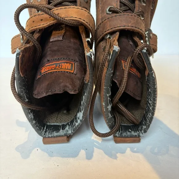 Harley-Davidson Women's Brown Leather Biker Boots Lace Up Size 7 1/2 - Picture 8 of 11